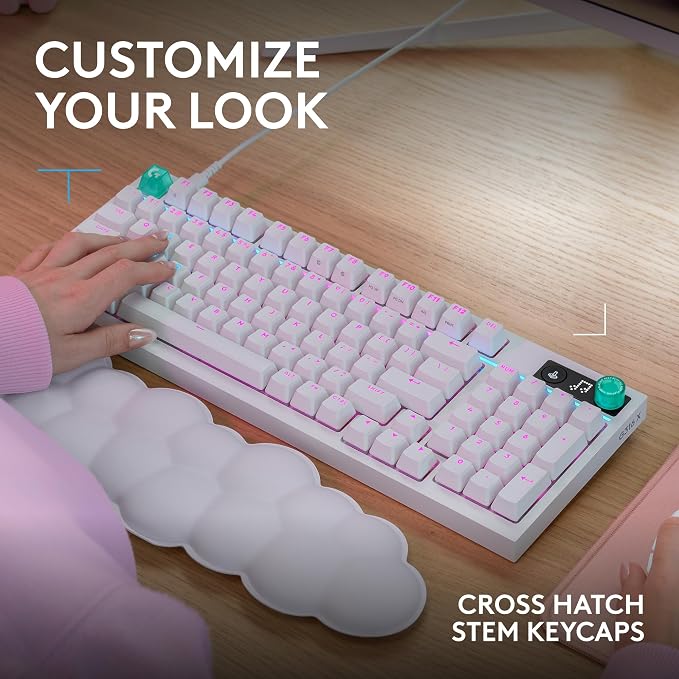 Logitech G316 X 98 Mechanical Gaming Keyboard (Linear) - White | Hot-Swappable Linear Mechanical Switches, Gasket Design, PBT Keycaps, <8Khz, LIGHTSYNC RGB, Dot-Matxix LED Display, USB-C