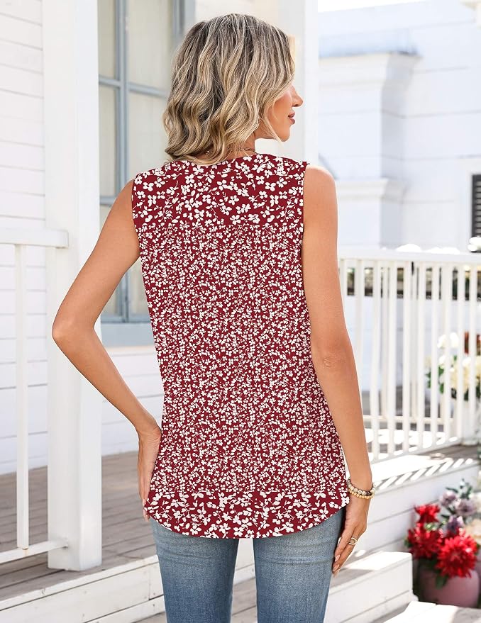 Zeagoo Tank Tops for Women 2026 Summer Top Henley Shirts Dressy Casual Loose Fit V-Neck Button Down Sleeveless Tshirt Blouse