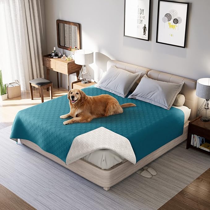 Waterproof Dog Bed Covers for Couch Protection, Water-Resistant Soft Dog Pet Blanket Anti-Slip Dog Blanket for Bed, for Furniture Bed Couch Sofa (Deep Blue,82x102inch)