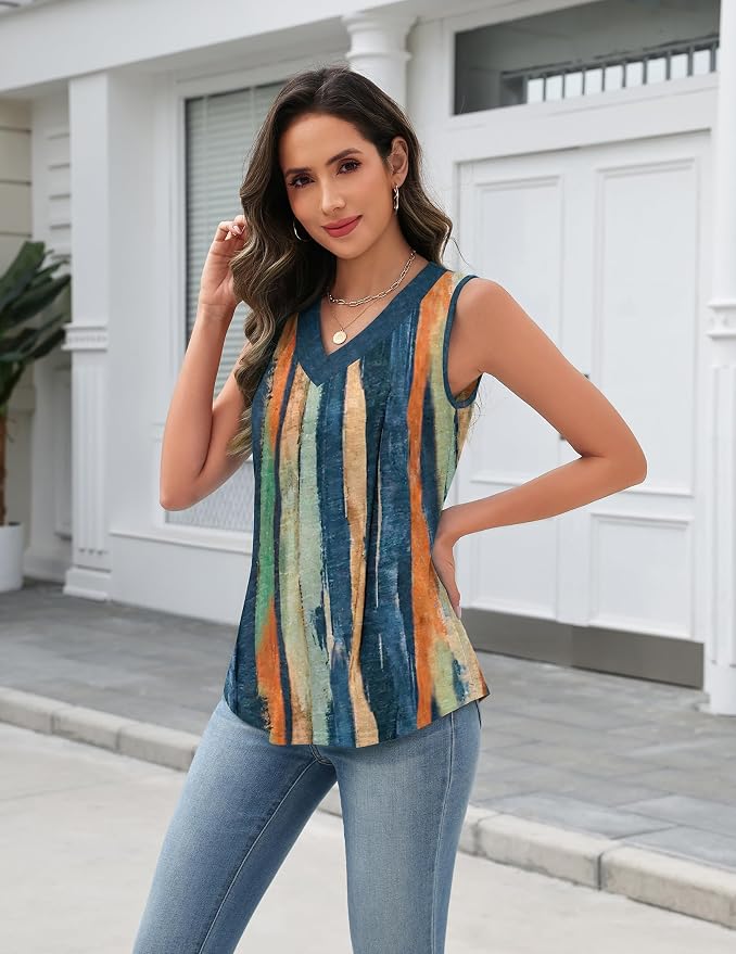 Zeagoo Tank Top for Women V Neck Loose Fit Sleeveless Summer Tops Business Casual Outfits Dressy Blouses Shirts