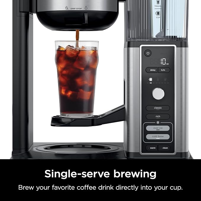 Ninja Hot & Iced XL Coffee Maker with Rapid Cold Brew, Black, CM371 | 4 Brew Styles, 8 Sizes Small Cup to Travel Mug, Single-Serve Coffee Brewer, 12-Cup Carafe, Removable Reservoir