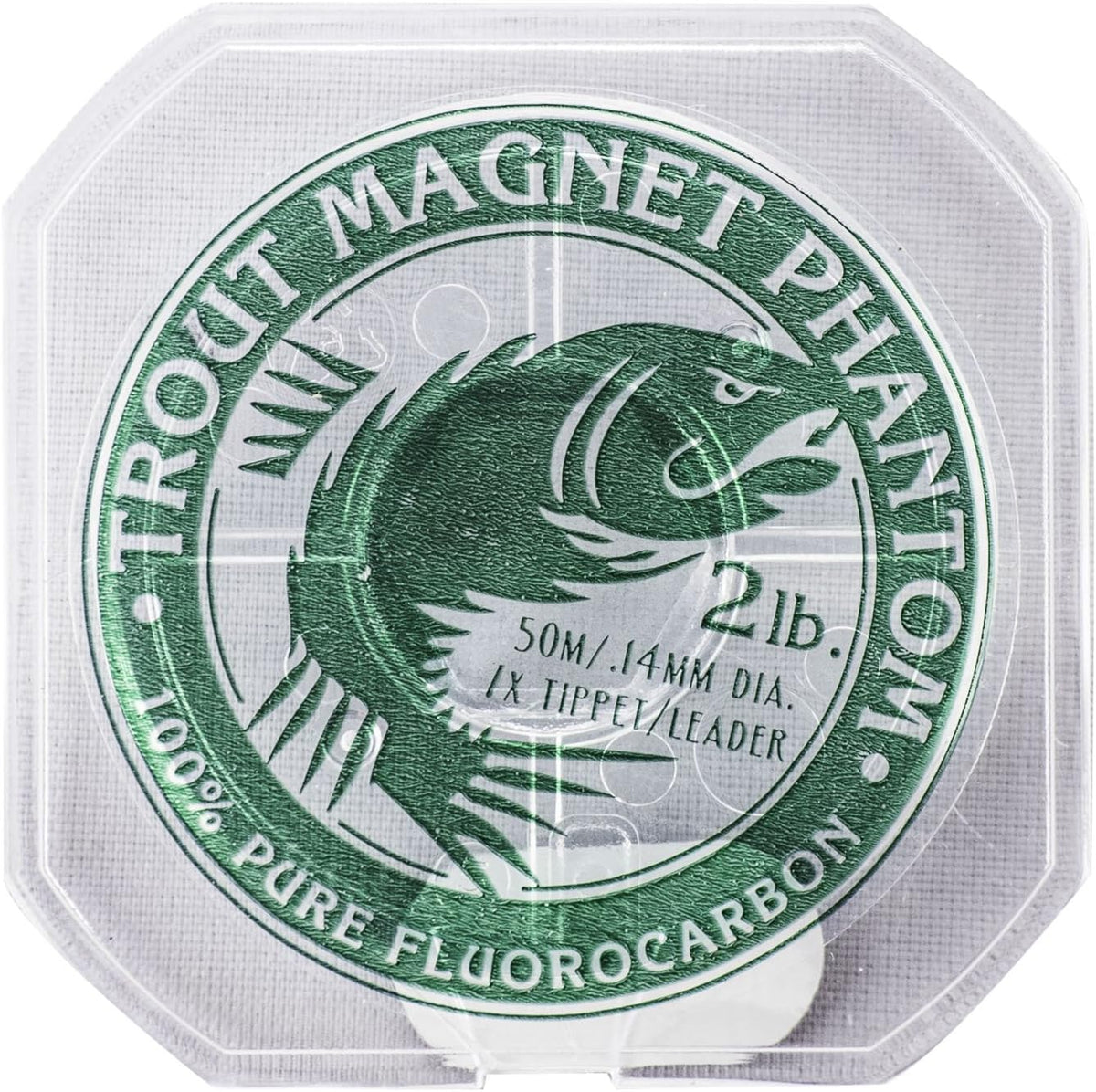 Trout Magnet Phantom Fluorocarbon Leader - Ultra-Invisible 100% Fluorocarbon Clear Line | 50 Meter Spool for Trout Fishing
