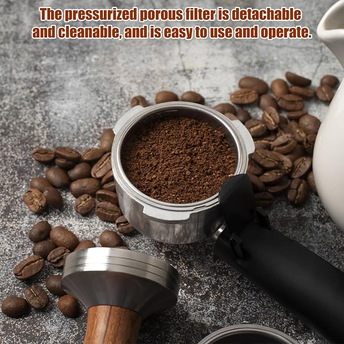 2 Pcs Stainless Steel Coffee Filter, 51mm Pressurized Espresso Filter Basket for Portafilter Machines Espresso Machine Parts Compatible with 51mm Portafilter Coffee Machines (1 Cup+2 Cups)