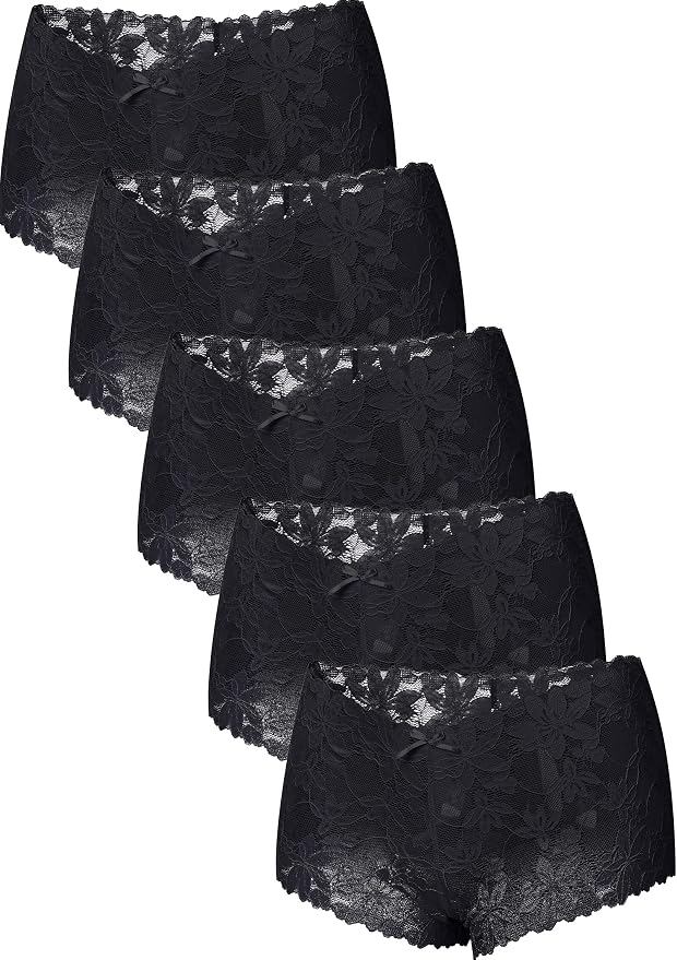Take Talk Sexy Lace Underwear Panties Lingerie Gift for Women Wife 5 Pack Soft Cheeky Boy shorts Plus Size Underwear Women