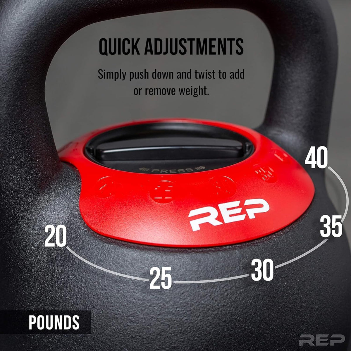 Rep Fitness Adjustable Kettlebell - Versatile Weight Set for Home Gym | 20–40 lb (9–18 kg) Options