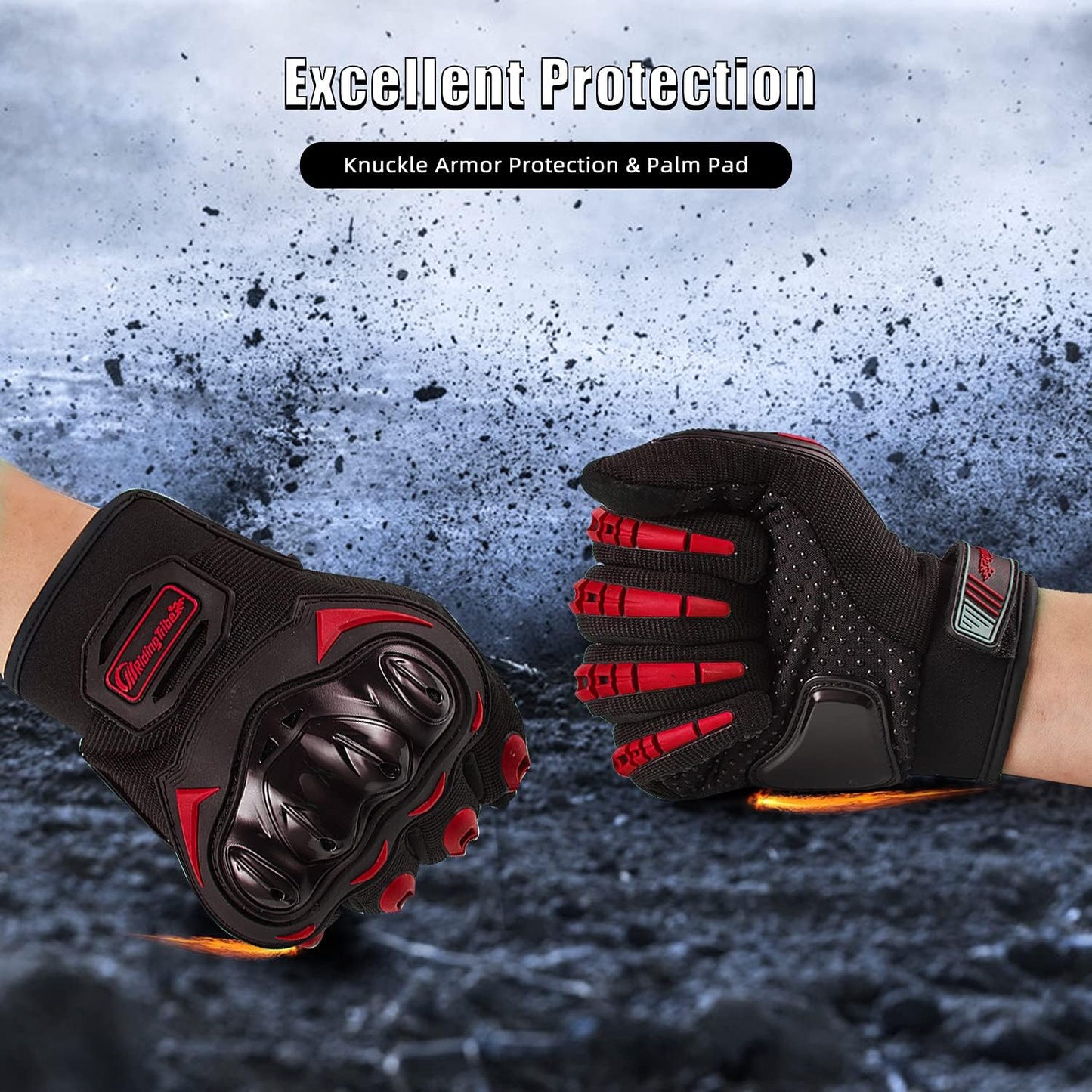 Motorcycle Gloves for Men and Women Full Finger Touchscreen Mountain Dirt Bike Gloves for Powersports BMX ATV MTB Driving Motocross Cycling Gloves(XXL, Red)