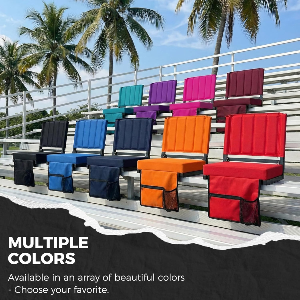 Sport Beats Stadium Seats - Comfortable Bleacher Chairs with Back Support & Thick Padding | Pink, 1pc Regular - 17" W x 12" D x 16.5" H