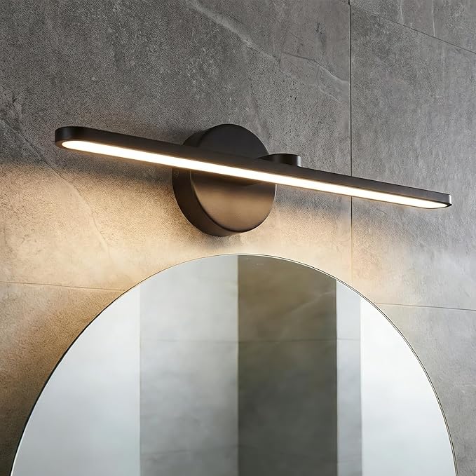 OSYNNIQ Bathroom Vanity Light, Modern Wall Picture Art Lighting Fixture Over Mirror 12W 3000K Warm LED Light Bar 15″ Black Waterproof IP44 Wall Sconce for Makeup Shaving