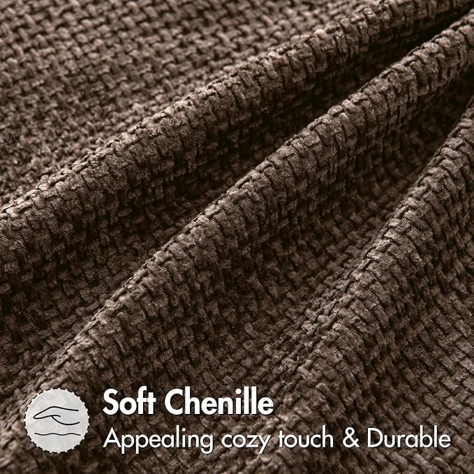 MIULEE Decorative Dark Brown Euro Sham Pillow Covers 24x24 Inch 2 Pack | Modern Boho Accent, Soft Chenille Pillow Covers, Farmhouse Cushion Cases for Home Decor Bed Sofa Living Room