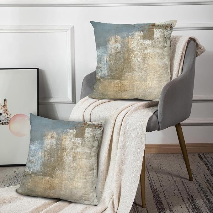 Throw Pillow Covers for Couch, 22x22 Inch, 2 Pack, Grey Beige | Decorative Throw Pillow Covers Cushion Covers for Couch Bedroom Sofa Living Room