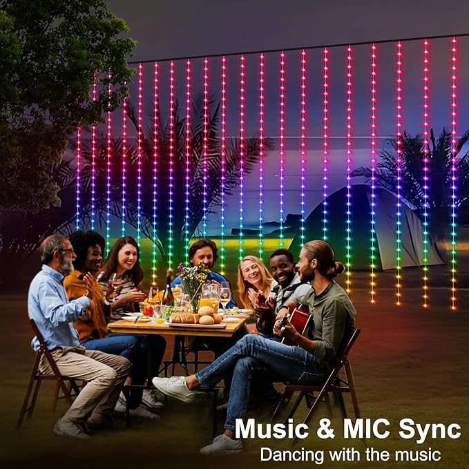 ZAIYW WiFi Smart RGB Color Changing Curtain Lights - 600 LED, Compatible with Alexa, App Control, Music Sync, Plug in for Christmas Wedding Outdoor Decor