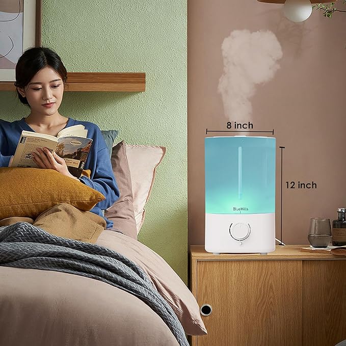 BlueHills Premium Set of Two Large 5000 ML XL and 2000 ML Essential Oil Diffusers Humidifier Combo for Large Room Home with Décor LED Lights Great Gift – Value Pack of White and Dark Wood Grain