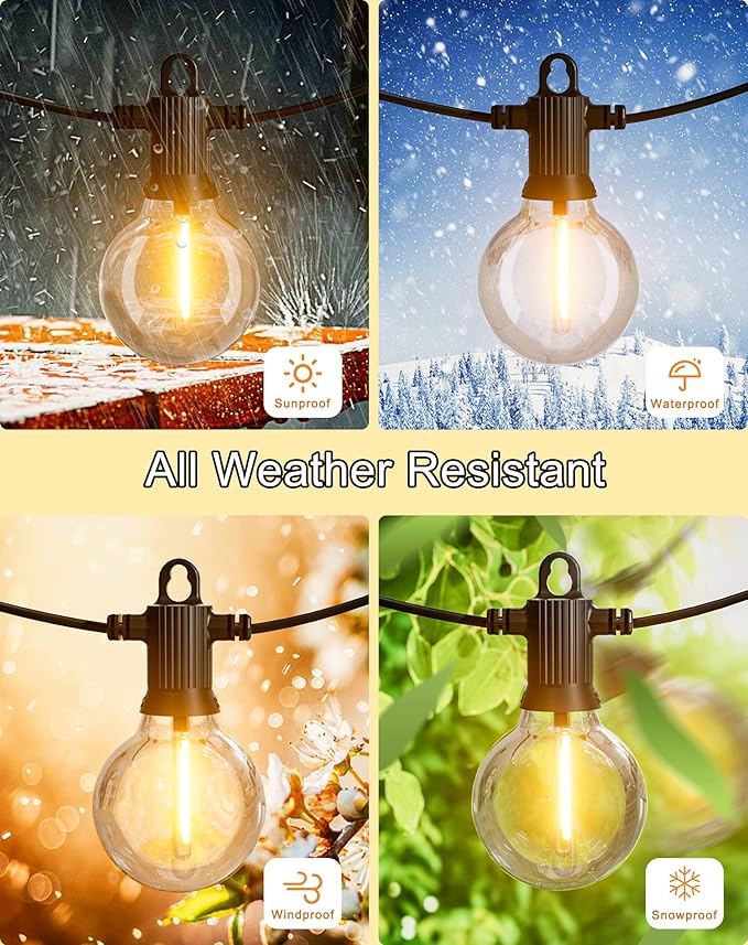 Outdoor String Lights Waterproof, 240FT Patio Lights with 124 Shatterproof G40 Globe Bulb(4 Spare), Connectable Dimmable Hanging LED String Lights for Outside Backyard Porch Balcony(120FTx2)