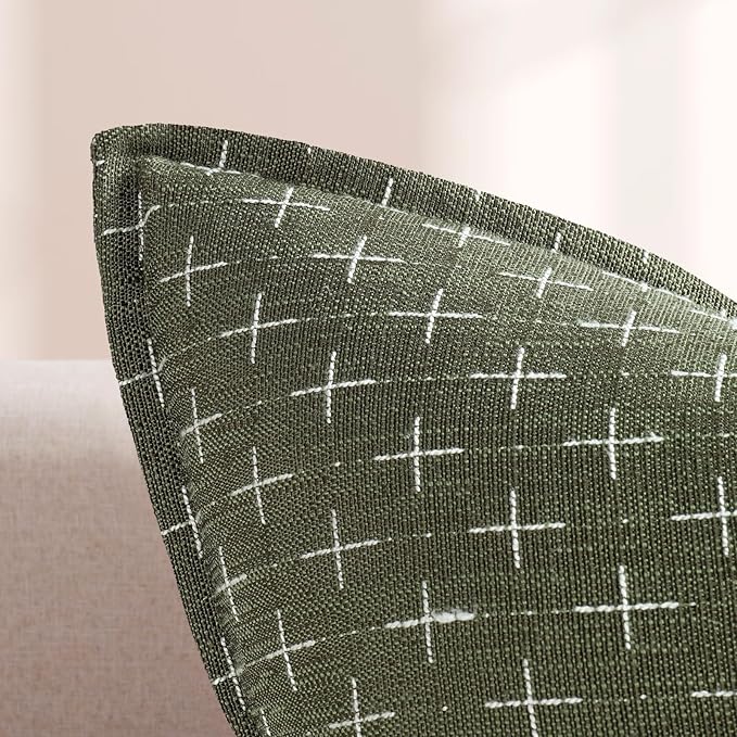 Pillow Covers 22x22 Set of 2 Soft Polyester Textured Pillow Covers with Stylish Flange Edge Cozy Farmhouse Throw Pillows for Couch Bed Sofa Living Room