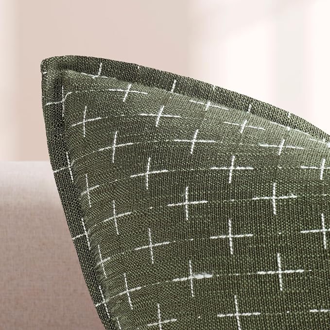 Pillow Covers 24x24 Set of 2 Soft Polyester Textured Pillow Covers with Stylish Flange Edge Cozy Farmhouse Throw Pillows for Couch Bed Sofa Living Room