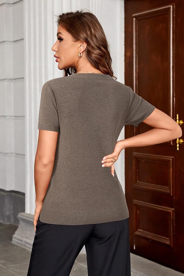 Arach&Cloz Women's Wool Blend Spring Summer Lightweight Business Casual Sweater Tops 2026