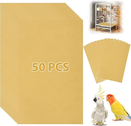 50 PCS Gravel Liner Paper for Bird Cage 10 x 16 Inch Bird Cage Paper Liners Birdcage Cage Liner for Birdcage Parrots Cockatiels