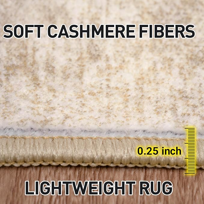 6x9 Area Rugs Washable Rug: Large Modern Abstract Living Room Rug Soft Anti-Skid Thin Carpet Indoor Floor Non-Shedding Carpets for Bedroom Dining Room Farmhouse Nursery Home Office Beige