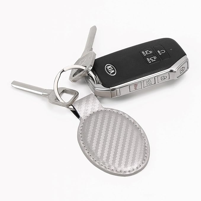 LaserGram Oval Keychain, Golf Ball, Personalized Engraving Included (Carbon Fiber Silver)