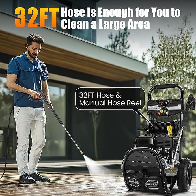 4200PSI Pres*Sure Washer Cleaner 4.0GPM Gas Po*wer Washer 212CC Gas Powered Washing Machine Commercial High Washer Cleaner with 32ft Hose&5 Nozzles for Patio Garden Yard Vehicle,EPA/CARB/ETL