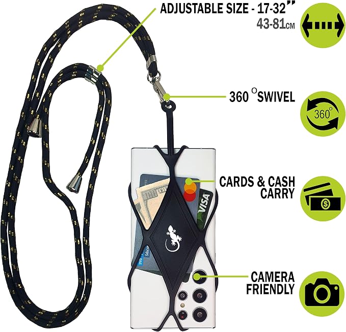 Gecko Travel Tech Cell Phone Lanyard Phone lanyards for Around The Neck Neck Lanyard Phone Crossbody