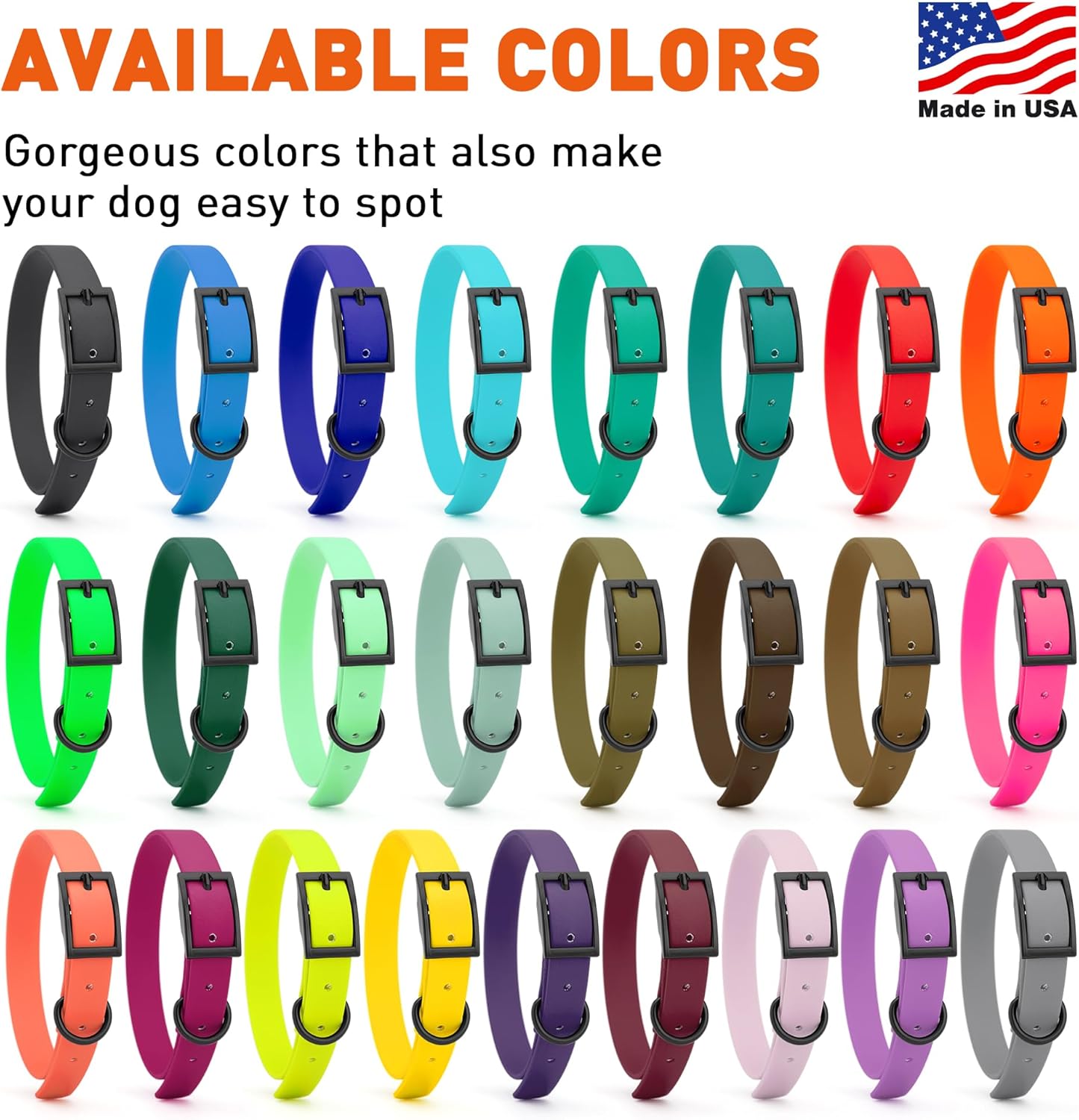 Dogline Biothane Waterproof Dog Collar Strong Coated Nylon Webbing with Black Hardware Odor- Proof for Easy Care Easy to Clean High Performance Fits Small Medium or Large Dogs, Pastel Purple