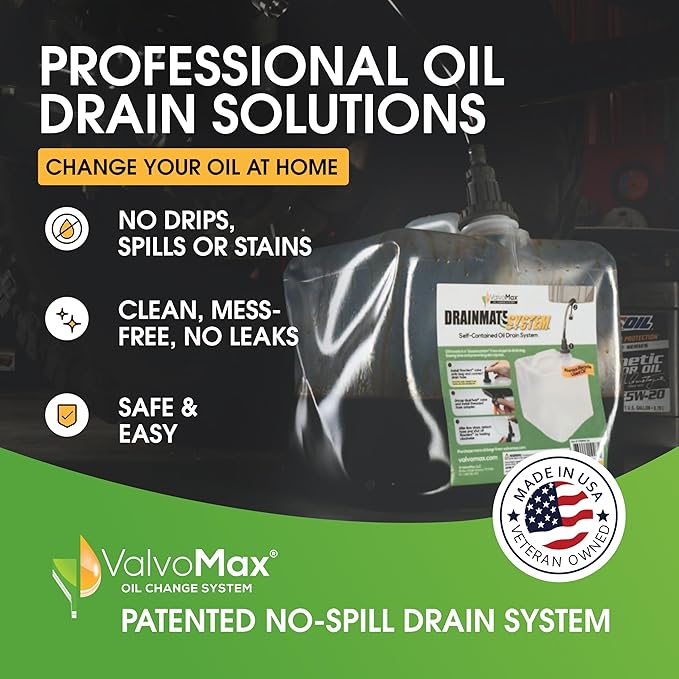 ValvoMax Oil Drain Containers – Clean, No-Mess Used Oil Collection System – Compatible Quick Twist Oil Drain Valve (20 Qt Jug with Handle)