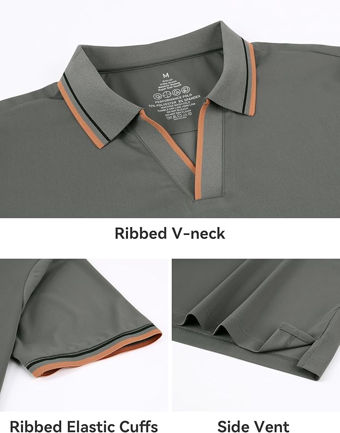 Esabel.C Jacquard Golf Shirts for Men Moisture Wicking Short Sleeve Performance Dry Fit Active Mens Polo Shirts