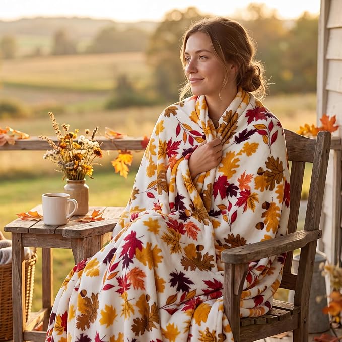 BEDELITE Fleece Blanket Soft Fall Throw for Couch Autumn Leaves 50"x60" | Ultra Soft Fleece, Plush Microfiber, Lightweight Warmth, Thanksgiving Gift, Fall Home Decor, Machine Washable, Couch Sofa Bed