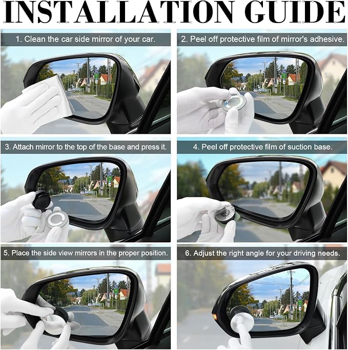 LivTee Blind Spot Car Mirror, 2" Round HD Glass Frameless Convex Side Mirror Blindspot, Reusable 360�� Wide Angle Rear View Car Mirrors with Powerful Adjustable Suction Cup - Exterior Mirrors