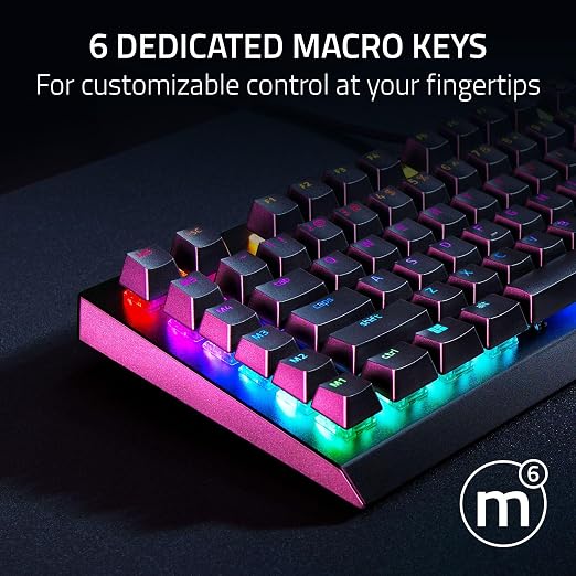 Razer BlackWidow V4 X Mechanical Gaming Keyboard, Yellow Switches, Black | Linear & Silent Switches, 6 Dedicated Macro Keys, Chroma RGB, Doubleshot ABS Keycaps, Roller & Media Controls, Snap Tap