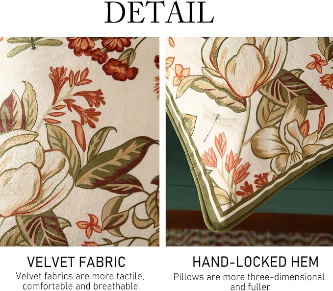 Designer Vintage Velvet Throw Pillow Cover,18"x18"-Grace A | Pillow Cover,Concealed Zipper Design,Dragonfly Pattern,Sofas,Bedroom,Living Room,Lounge Chairs,All Season Home Decor