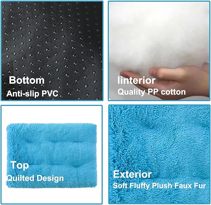 Dog Crate Mat, Dog Bed for Large Dogs, Comfy Fluffy Kennel Pad Anti-Slip for Dog beds & Furniture, Quilted Dog Bed for Pets for Medium/Small Dogs Cats (Color : Blue, Size : 25x18)