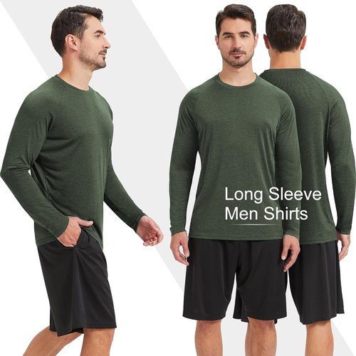 MLYENX Long Sleeve Men's Shirts - UPF 50+ UV Protection, Quick Dry & Moisture Wicking | 7 Pack