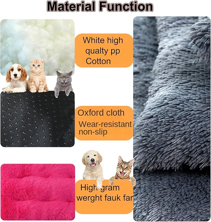 Dog Crate Mat, Dog Bed for Large Dogs, Comfy Fluffy Kennel Pad Anti-Slip for Dog beds & Furniture, Quilted Dog Bed for Pets for Medium/Small Dogs Cats (Color : Rose, Size : 20x14.9)