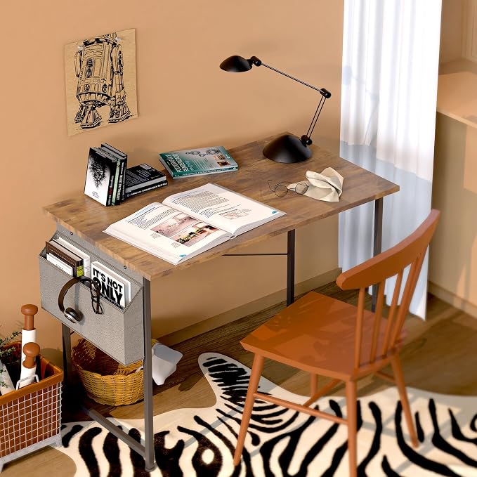 Small Space Writing Desk with Headphone Hooks, Modern Simple Design, Suitable for Study, Home Office and Children's Room