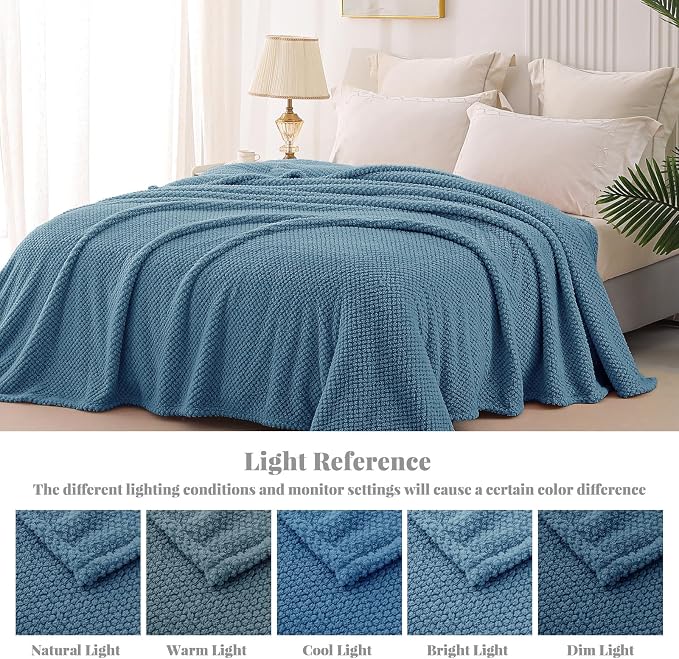 Whale Flotilla Soft Fleece Twin Size Bed Blanket, Slate Blue | 60x80 Inch, Suitable for Bed, Fluffy Fuzzy Jacquard Blankets for All Season, Lightweight and Cozy