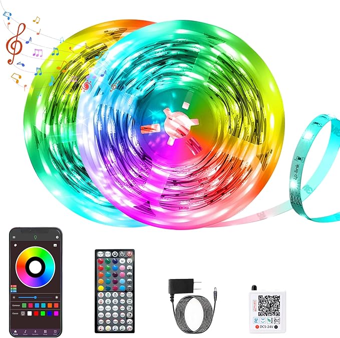 Led Lights for Bedroom 150FT Music Sync Color Changing Led Strip Lights with Remote and App Control, RGB Led Lights for Room, Christmas Decor (2 * 75FT)