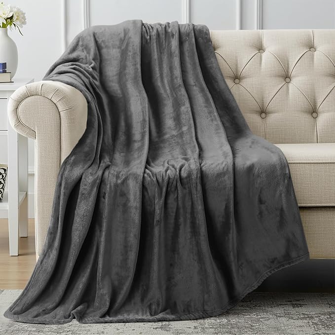 Utopia Bedding Ultra Soft Fleece Bed Blanket Throw Size Grey (50x60 Inches) | Microfiber Plush Warm Lightweight Breathable Cozy Blanket Anti-Static, All Season Use, Gift for Women and Men
