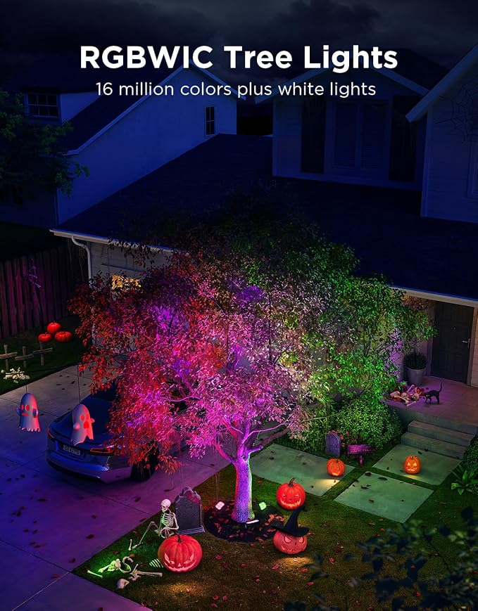 Govee Outdoor Tree Lights 3-Pack, RGBWIC LED Landscape Lighting | Outdoor Lights for Yard Garden Patio, 66 Scene Modes for Holiday Party and Event, App Control, Google Assistant, Matter