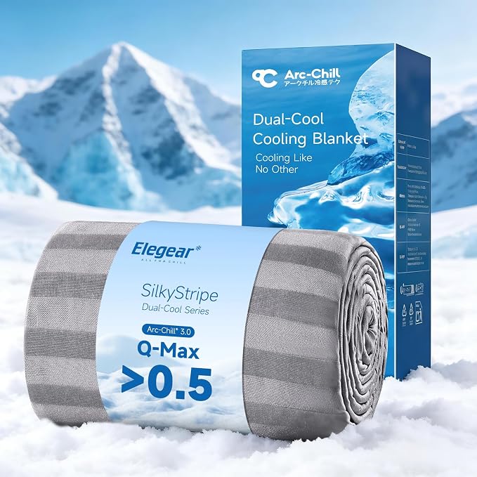 Elegear Cooling Blanket for Hot Sleepers, One-Way Moisture Flow 79" x 86" | Arc-Chill® 3.0 Q-Max>0.5 Cooling Fabric with One-way Moisture Flow Helps Keep Skin Cool & Dry & Breathable, No Sticky Feeling