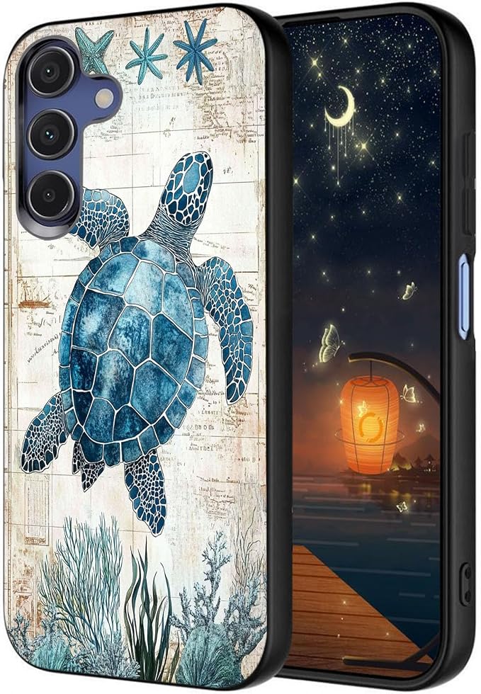 Designed for Galaxy A17 5G Phone Case,Slim Silicone Shockproof Protective Case for Galaxy A17 5G 6.7 inch,Sea Turtle Illustration