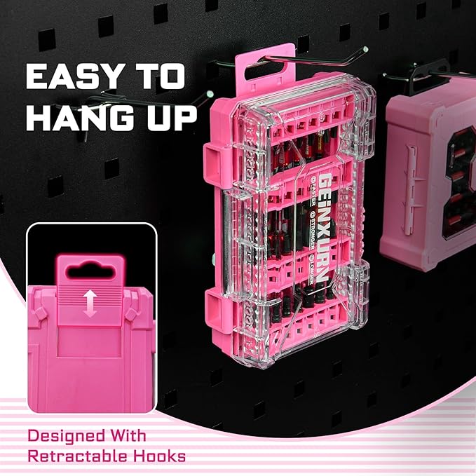 29Pieces Impact Screwdriver Bits Set, Magnetic S2 Steel 1??2??Phillips/Square/Torx/Slotted Bits Tips,Impact Bit Holder and Nut Driver and Socket Adapter Set with Pink Storage Box Case