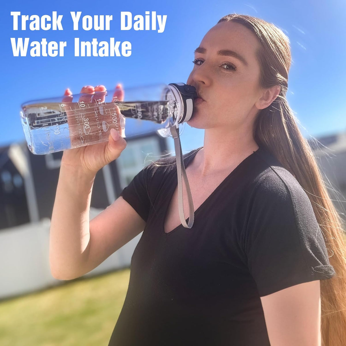 OLDLEY 32oz Motivational Sports Water Bottle - BPA Free, Leakproof, Time Marker, Clear Design