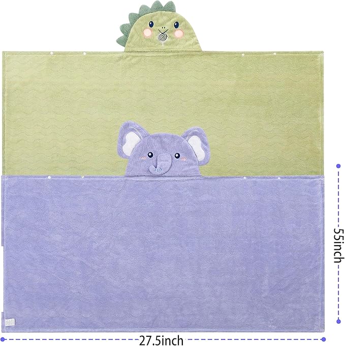 Toddler Towels Hooded Kids Bath Towel Unisex Toallas para Bebe 2-Pack 27.5"X55" Thick Ultra Absorbent Soft Baby Towels with Hood Beach Towel Bathrobe for Children, Infant, Newborn