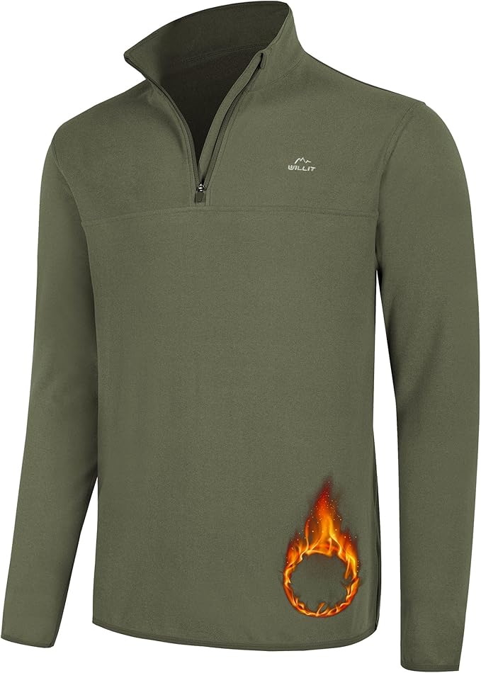 Willit Men's Fleece Pullover Winter Shirts Long Sleeve Quarter Zip Cold Weather Golf Hiking Casual Warm Shirts