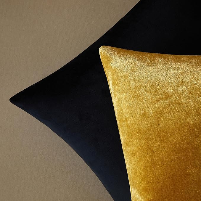 16x24 Pillow Covers Set of 2 Decorative Velvet Throw Pillow Covers,Golden | Luxury Soft Cushion Covers with Invisible Zipper for Couch Sofa Bed Living Room Bedroom Home Decor