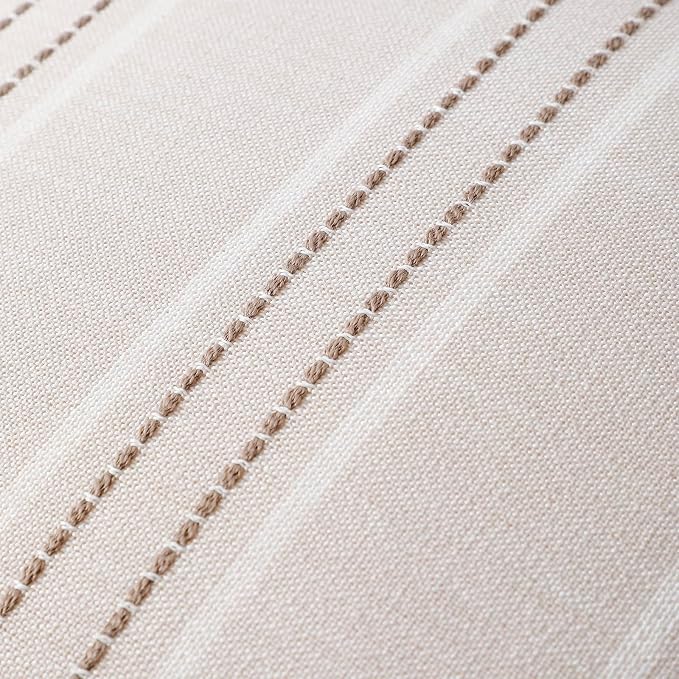 Hckot Striped Throw Pillow Covers 18x18 Set of 2 Taupe Pillow Covers | Farmhouse Decorative Pillows Textured Linen Square Cushion Covers for Sofa Couch Bed Living Room Decor(Taupe)