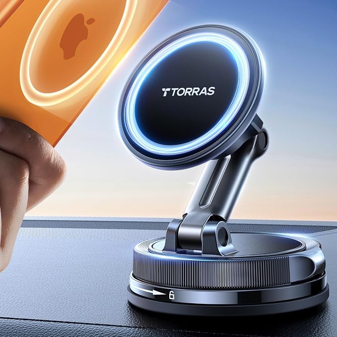 TORRAS 2026 Vacuum for Magsafe Car Mount���98+LBS Strongest Suction & Ultra Magnet��� Magnetic Phone Holders for Your Car, 360�� Adjustable Car Phone Holder Mount for iPhone 17 Pro Max 16 15 14 13 12