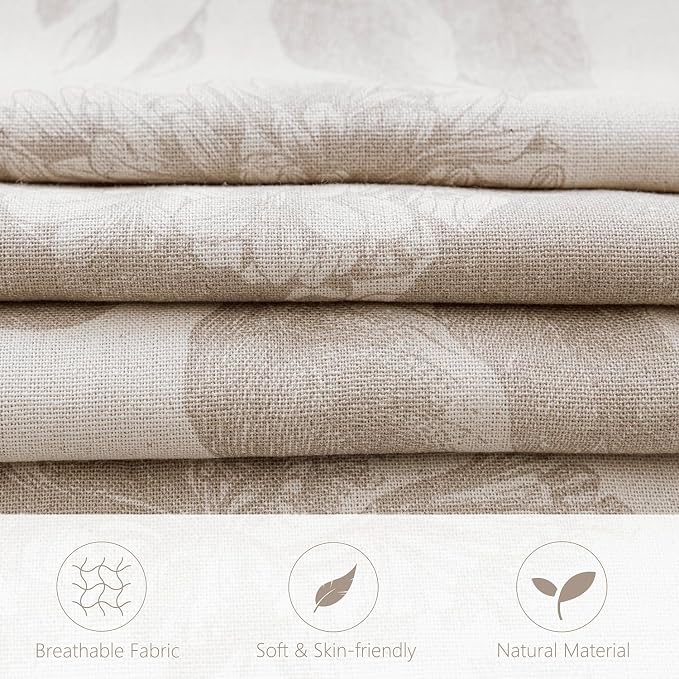 Foindtower Set of 2 Linen Floral Vintage Throw Pillow Covers Neutral Accent Decorative Cushion Covers Farmhouse Boho Home Decor for Sofa Chair Couch Bedroom Living Room,24×24 Inch,Tan Beige
